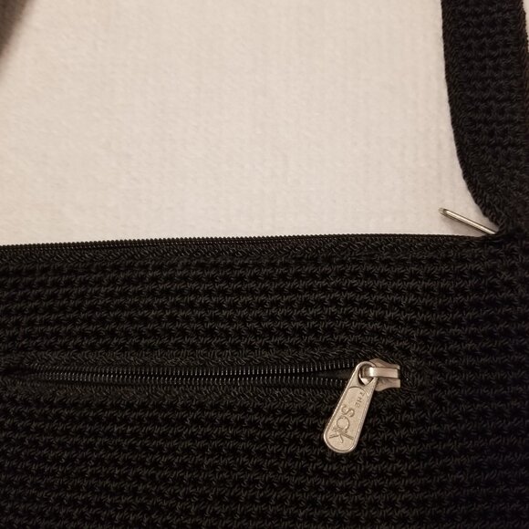 The Sak Crossbody Crochet Bag Black Satchel Small Side Purse Full Zip - Picture 7 of 13